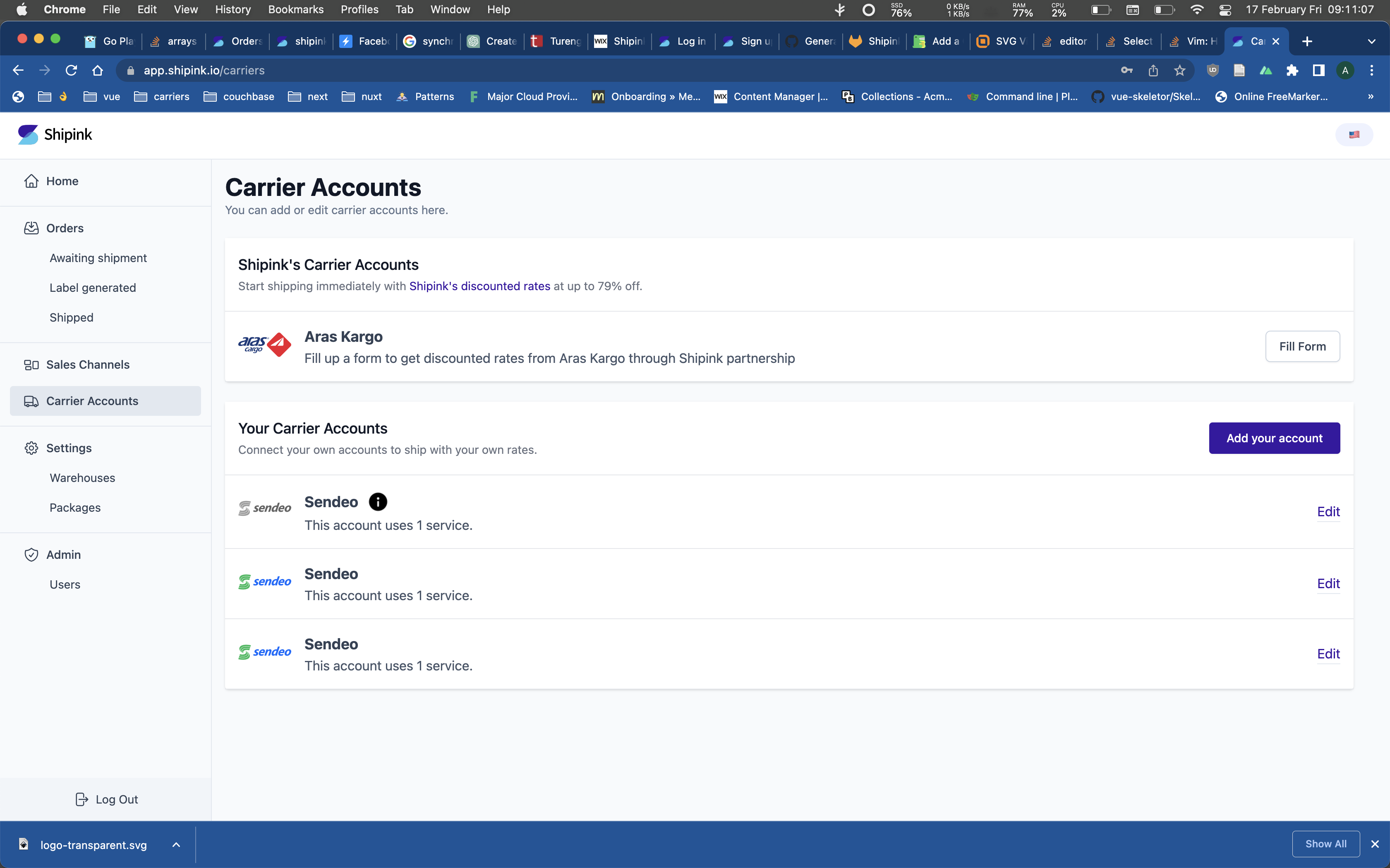 Add Carrier Button